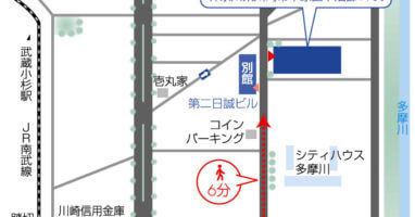 向河原からLSI設計部までの地図（神奈川県 川崎市 中原区 下沼部 1933）