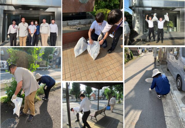 Naito Densei Kogyo Co., Ltd. employees beautifying the environment in the Mukogawara area./内藤電誠工業株式会社 社員による向河原地区の環境美化活動。